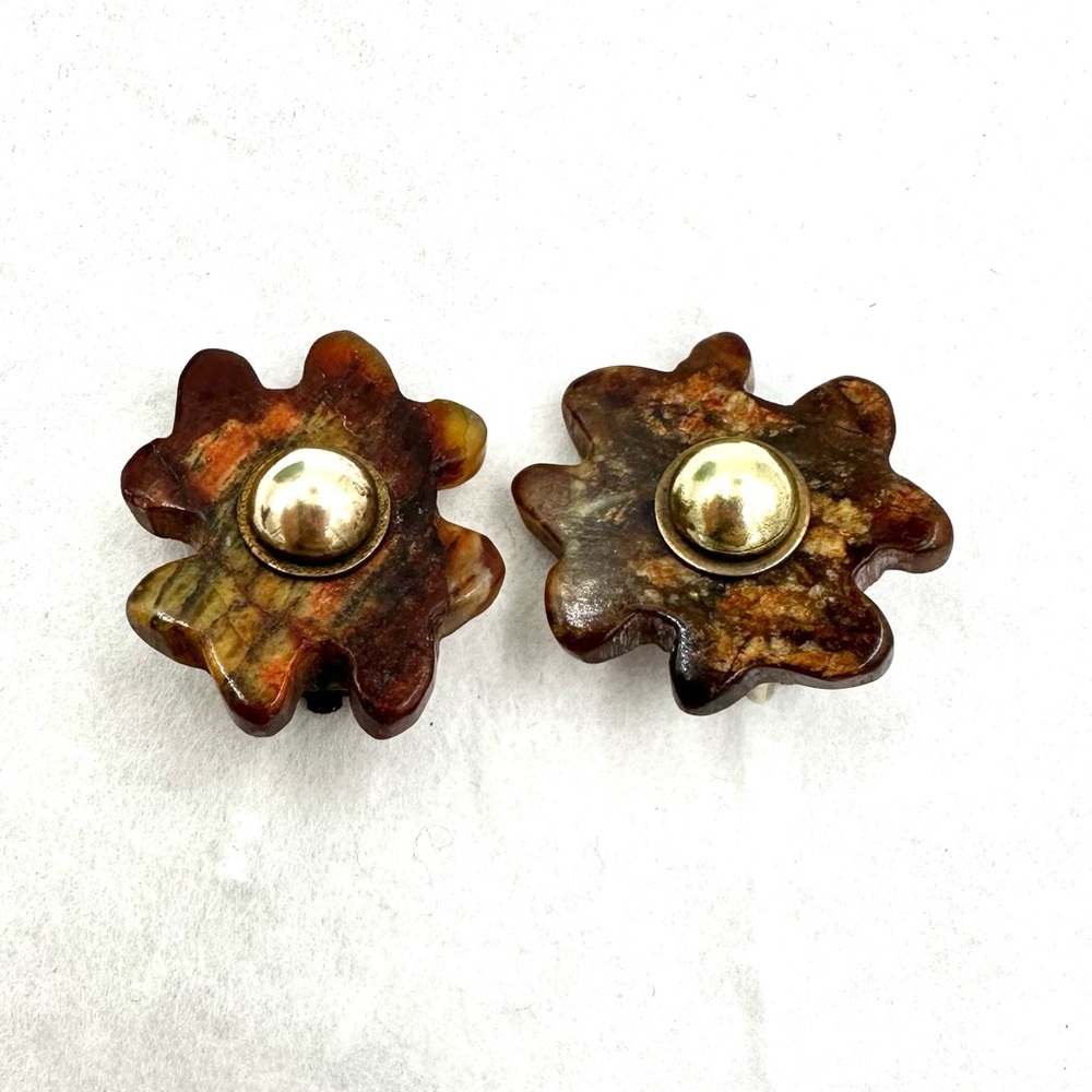 Vintage Jan Michaels S.F. Agate Clip On Earrings - Picture 4 of 7